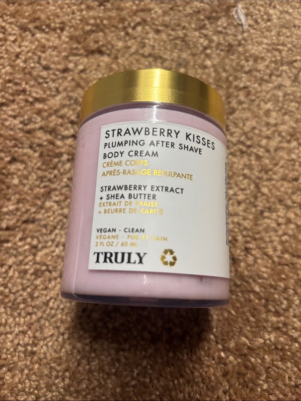 TRULY Strawberry Kisses Pink and Gold plumping after shave Cream- NWT